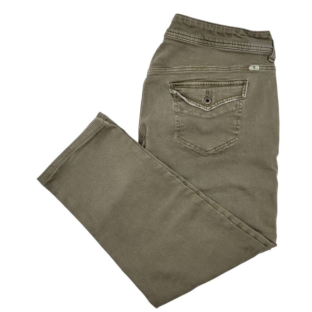 Lucky Brand Reese Boyfriend Capri Pants 16W Olive Green Cropped Stretch Denim